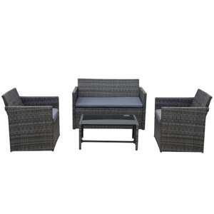 Outsunny 4 Pieces PE Rattan Garden Sofa Set with Cushions / £127.99 W/ Newsletter Sign Up)