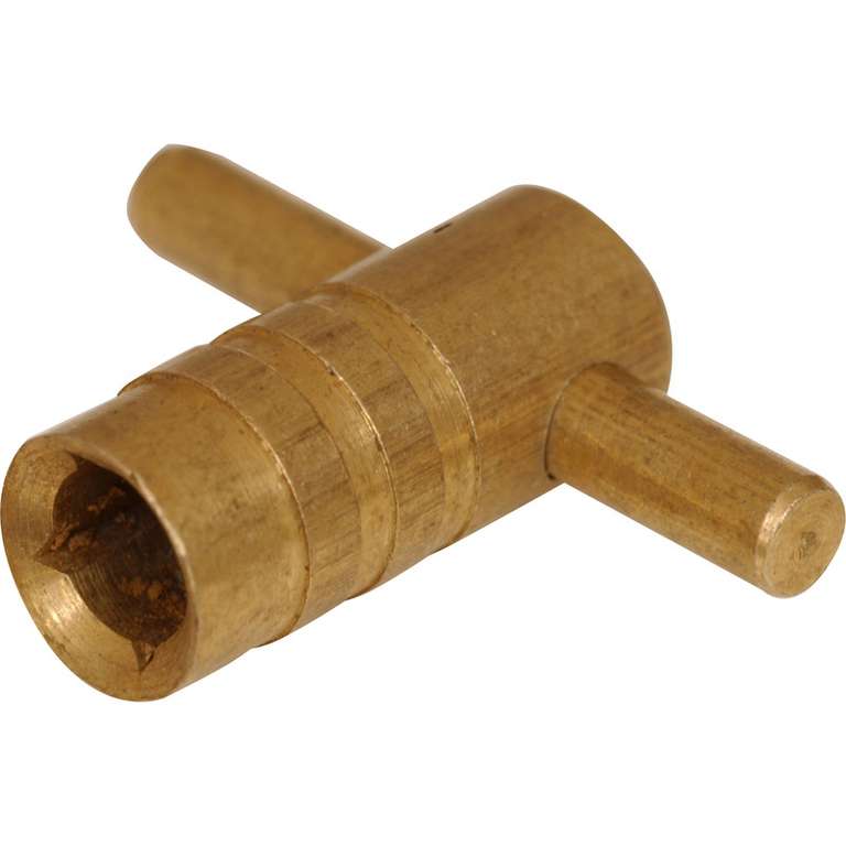 Brass Radiator Key - Easy grip T-bar shape, Solid brass - 69p (Free Click & Collect) @ Toolstation