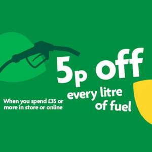 5p off every litre of fuel - £35 min grocery spend online / in store - 18th January to 28th January
