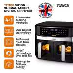 Tower T17100 Dual/Double Basket Air Fryer Vortx Vizion 9L (3 Year Warranty) 2600W, 10 Cooking Functions - £149.95 Delivered @ Harts of Stur