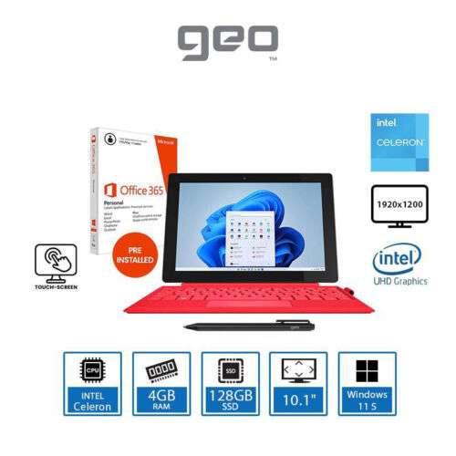 Geo GeoPad 110 Intel N4020 4GB RAM 128GB SSD 10.1" WUXGA IPS Touchscreen Windows 11 S 2-in-1 Laptop w.code sold by Laptop Outlet Ltd
