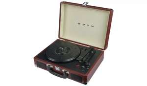 Bush Classic Retro Portable Case Record Player - Brown - free Click and Collect