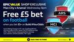 Free £5 Bet on Man City Vs Arsenal when you spend £5 on Build your Odds In-store Over the Counter or Betting Terminal Free @ William Hill