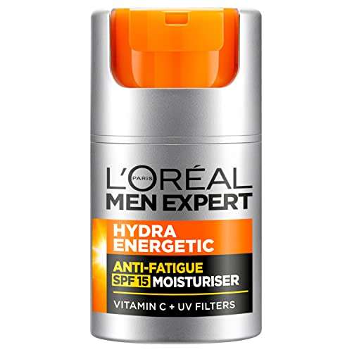 L’Oréal Paris men expert SPF 15 Hydra Energetic Anti Fatigue Moisturiser, White, 50 ml (Pack of 1)