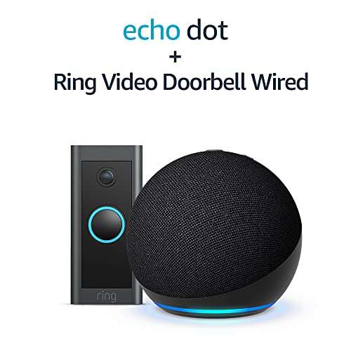 Ring Video Doorbell Wired, by Amazon, Works with Alexa + Echo Dot (5th generation, 2022) Charcoal - Smart Home Starter Kit £64.99 @ Amazon