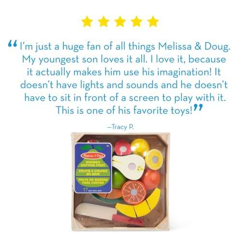 Melissa & Doug Wooden Fruit Toy Cutting Set | Kids Play Food | Kids Role Play Toys £12.99 @ Amazon