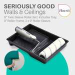 Harris Seriously Good Walls & Ceilings Twin Medium Pile Paint Roller Set with Tray & Frame | 9"