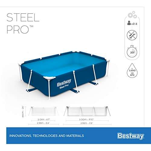 9.1ft Steel Pro Bestway Rectangular Frame Swimming Pool With Filter Pump - £86.03 @ Amazon