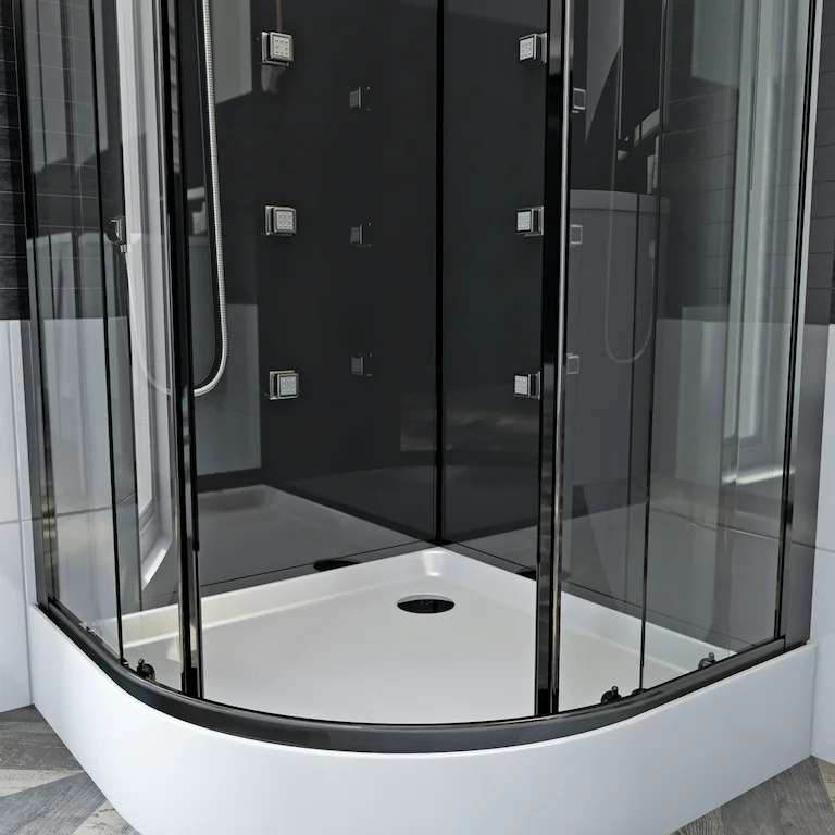 Hydro massage shower cabin with wood effect floor and seat 900 x 900 £762.20 with code @ Victoria Plum