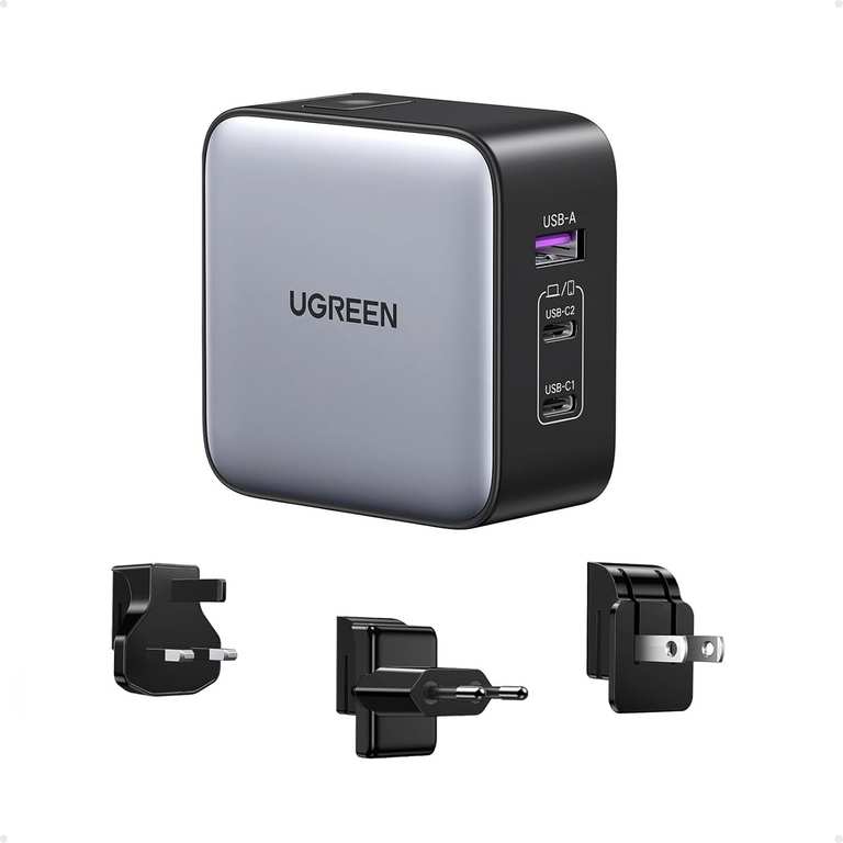 UGREEN Universal Travel Adapter 65W 3-Port Fast Charger with US/UK/EU Plug - Sold by UGREEN Group Limited UK / FBA