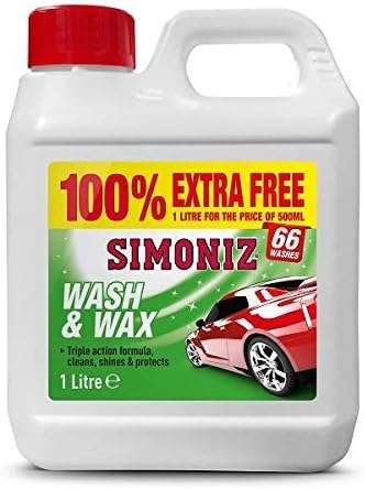 Simoniz Shampoo & Wax 100% Extra Free , 66 Wash (Total 1Ltr) - Free C&C