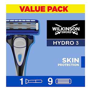 Wilkinson Sword Hydro 3 Razor Handle + 9 Blade Refills