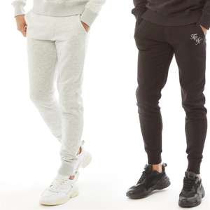French Connection Mens Script Two Pack Joggers Black/White/Light Grey Melange/White