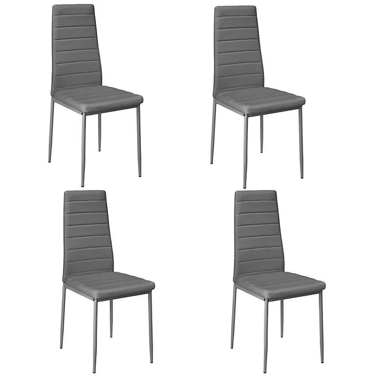 Set of 4 Grey PU Leather Dining Chairs Set - Sold & Shipped By Living & Home