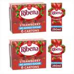 2 x Ribena No Added Sugar Strawberry Juice Drink Cartons 6 x 250ml (total of 12 cartons) - original blackcurrant available too