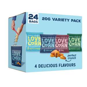 LOVE CORN 24 Variety Pack (6x Sea Salt, 6x BBQ, 6x Salt & Vinegar, 6x Cheese & Onion 20g) - £9.79 S&S