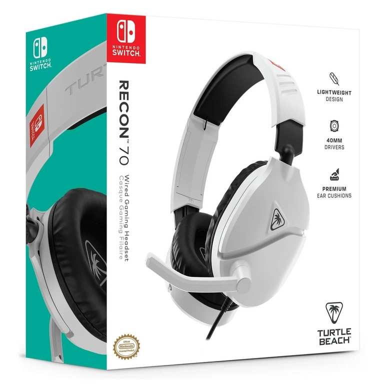 Turtle Beach Recon 70 Nintendo Switch 1 & 2 White, Wired Gaming Headset - In Store Taunton