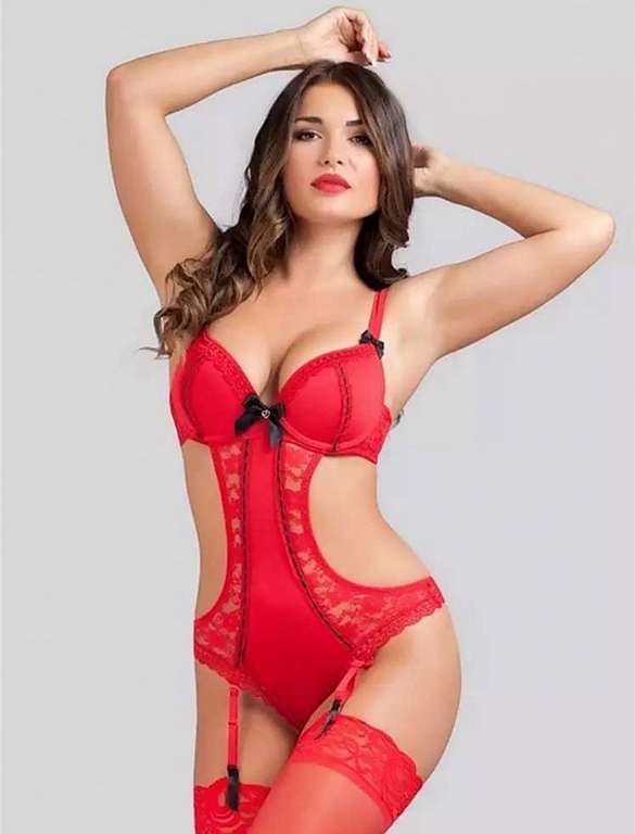 Lovehoney Seduce Me Red Push-Up Crotchless Cut-Out Body in Red With Code