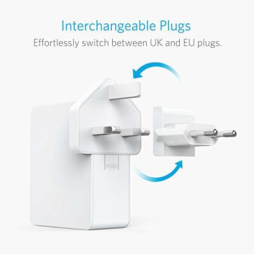 Anker USB Plug 5.4A/27W 4-Port Interchangeable UK and EU Travel Charger £15.99 @ Amazon / Anker