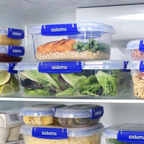 3x Sistema KLIP IT PLUS Food Storage Containers with Lids 1L Leak-Proof, Stackable & Airtight