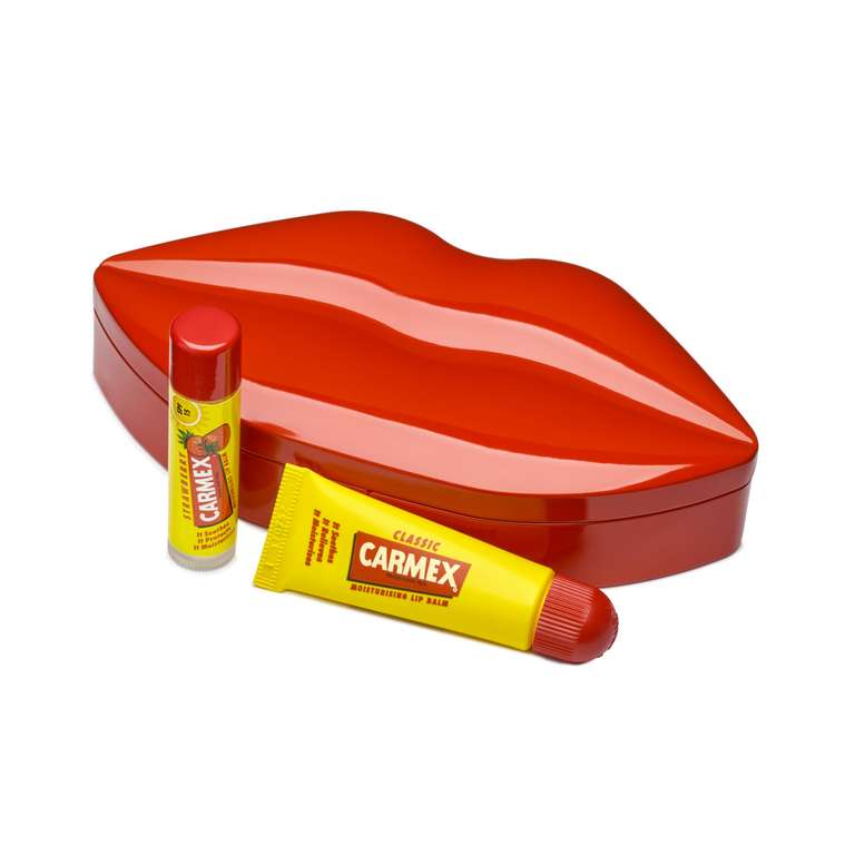 CARMEX Limited Edition Lip Tin (1x Classic Tube & 1x Strawberry SPF15 Stick) Softens & Hydrates Lips (£2.25/£2.12 S&S)