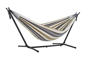 Vivere UHSDO8-25 Double Cotton Hammock with Space-Saving Steel Stand Including Carrying Bag, Desert Moon