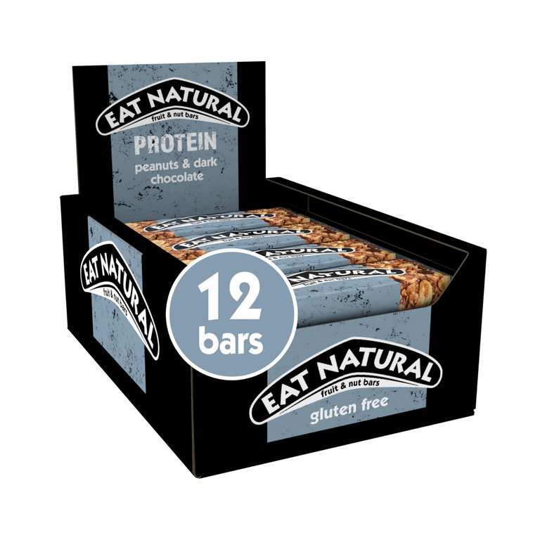 Eat Natural Protein Packed Bars - Peanuts & Dark Chocolate with Soya Crispies 12 x 40g - £7.60 S&S