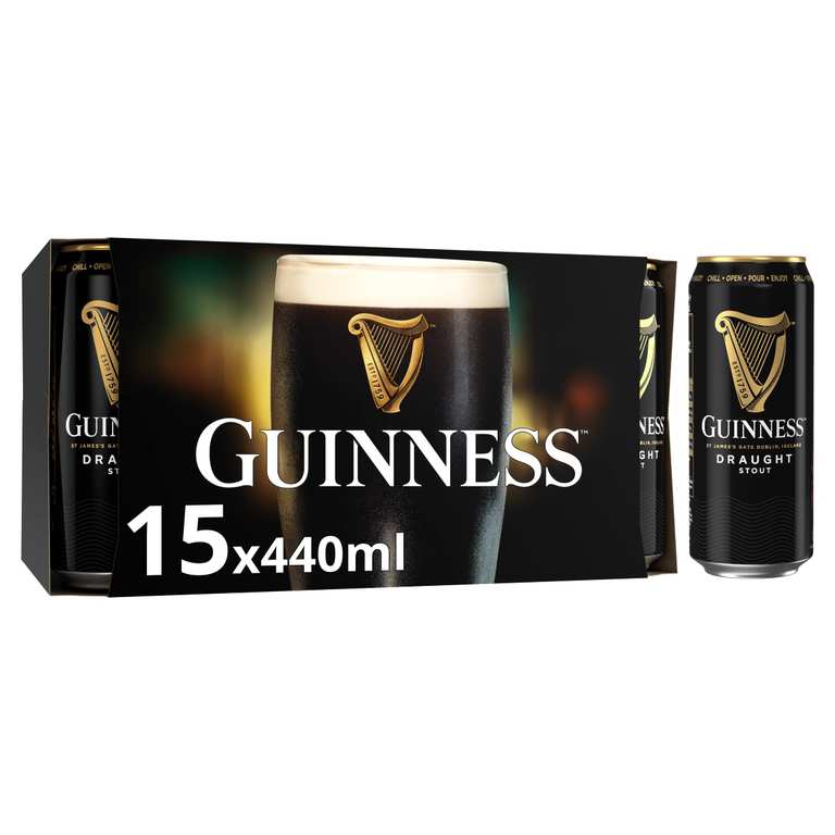 Guinness Draught Stout Beer | 4.1% vol | 15 x 440m £16.09 at checkout l £13.76 With Max S&S