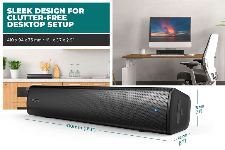 Creative - Stage Air V2 Compact Under-monitor Soundbar, Black - Sold by Creative Labs (Europe) FBA