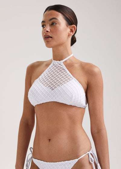 White Crochet Halter Bikini Top + 99p C&C
