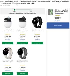SIM Free Google Pixel 8 or Pixel 8 Pro Mobile Phone and get a Google S3 Pixel Buds or Google Pixel Watch for Free - Free click and collect