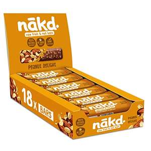 Nakd Peanut Delight Natural Fruit & Nut Bars - Vegan - Healthy Snack - Gluten Free - 35g x 18 bars £7.35 @ Amazon Warehouse