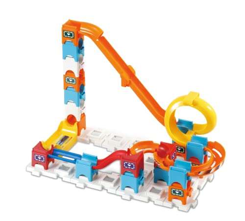 VTech Marble Rush Speedway, Construction Toys for Kids with 5 Marbles & 70 Building Pieces, Electronic Marble Run, Colour-Coded Building Toy