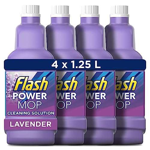 Flash Powermop Refill Liquid, Floor Cleaner, French Lavender, 5 Litres (1.25 L x 4)