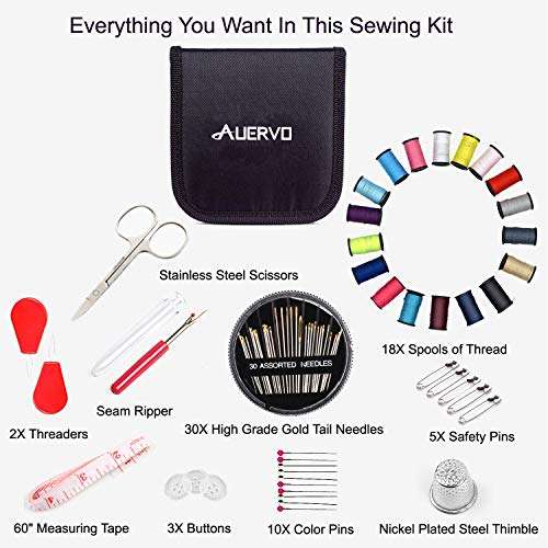 Auervo Travel Sewing Kit, With over 70 DIY Premium Sewing Supplies - £3.99 - Sold by Auervo-UK/Dispatched by Amazon