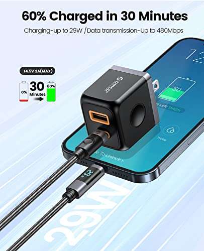 ORICO USB-C to Lightning Cable, 29W PD Syncing Cord LED Display Fast Charging High Speed Data Transfer Cord Sold by ORICO Official Store FBA