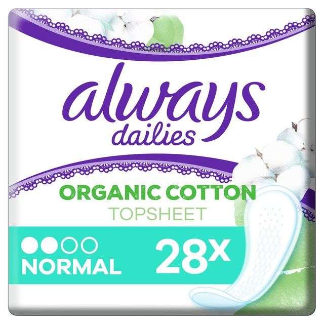 Always Dailies Organic Cotton Topsheet Liners Normal 28 per pack - £1.50 @ Morrisons