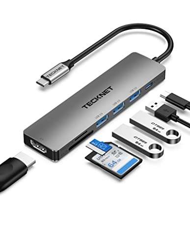TECKNET USB C Hub, 7 in 1 USB-C Multiport Adapter with 4K HDMI, 100W PD, USB-A 3.0, SD/TF Card Slot w/voucher @ TechTack(EU)