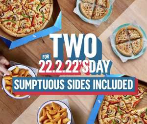 Dominos - Two For Tuesday deal on pizzas PLUS two for one on sumptuous sides TOO