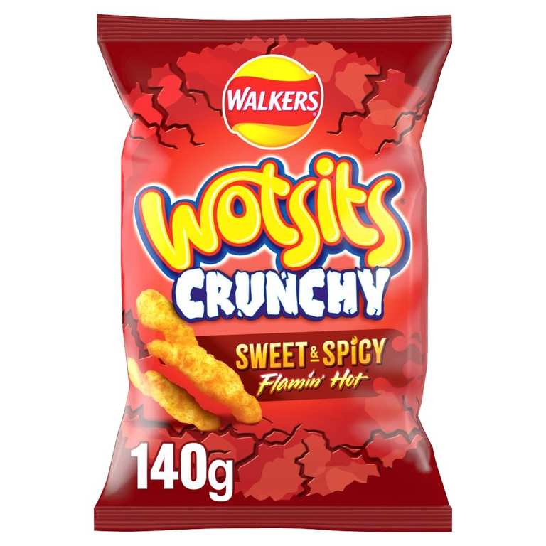 Walkers Wotsits Crunchy Sweet & Spicy Sharing Snacks Crisps 140g (S&S £1.35)