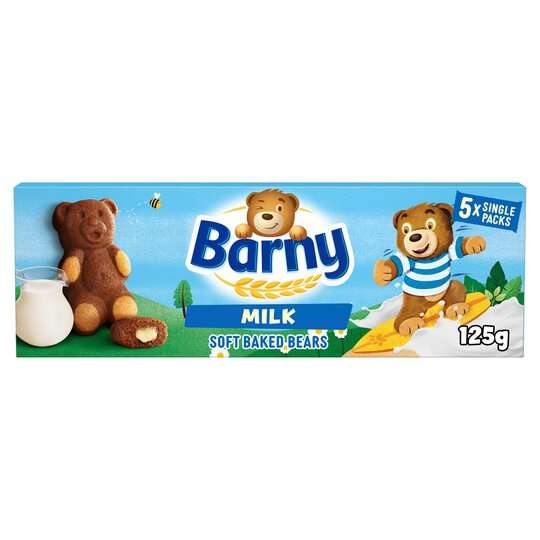 Barny Chocolate/Milk Sponge Bears 5 Pack 125G £1.25 Clubcard price