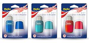 Helix Duo Single Hole Sharpener & Eraser (Assorted Colours) £1.89 (minimum order 2) @ Amazon