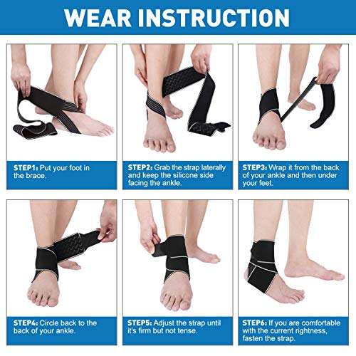 WASPO Ankle Support Brace - Adjustable Ankle Brace Wrap Strap for Sports or Foot / Ankle Injury - Sold by SPODDA