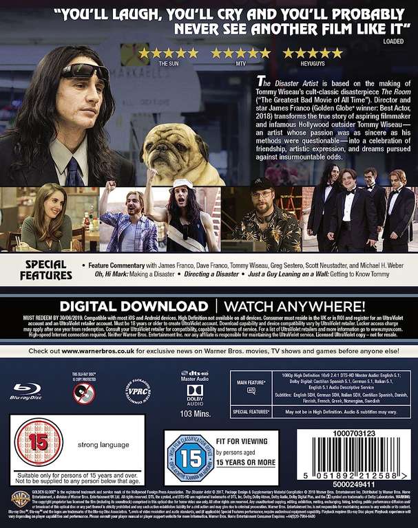 Disaster Artist Blu Ray £3.99 at checkout