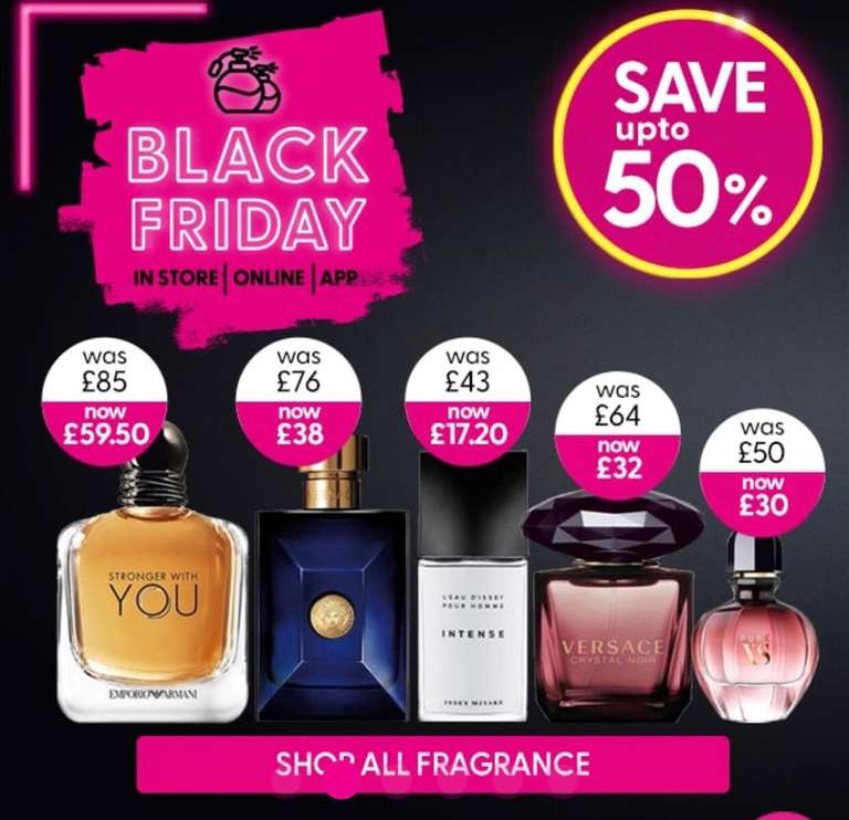 Black Friday Members deal: Up To 50% on Fragrance Ted Baker Gift set for Her, Him £6.75, Armani Stronger 150ml £59.50 Etc @ Superdrug