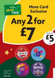 Any 2 confectionery tubs (Cadbury Heroes / Celebrations / Quality Street / Cadbury Roses) - More Card Exclusive