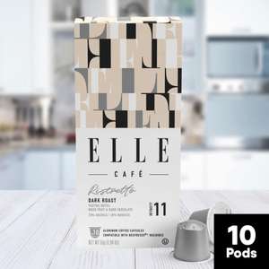 Free ELLE Magazine CAFÉ Ristretto Dark Roast Coffee Pods Nespresso Compatible X2 (20 pods total) - minimum order £25