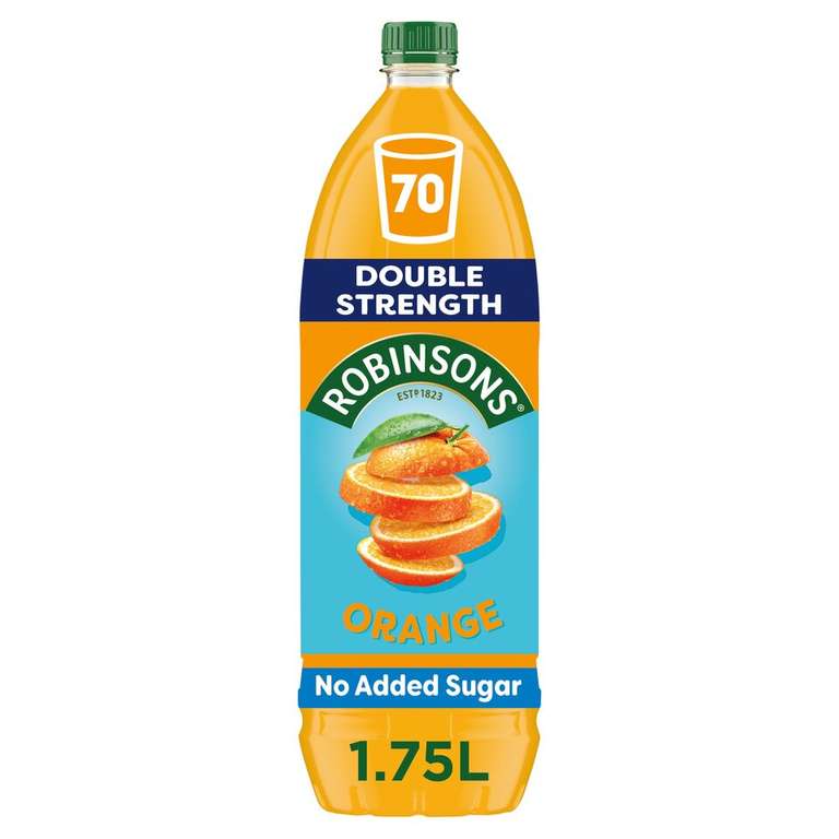 Robinsons Double Concentrate 1.75L 5x Varieties - £2 Clubcard Price @ Tesco