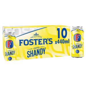 Foster's Proper Shandy Lager Beer 10x 440ml Cans - Clubcard Price