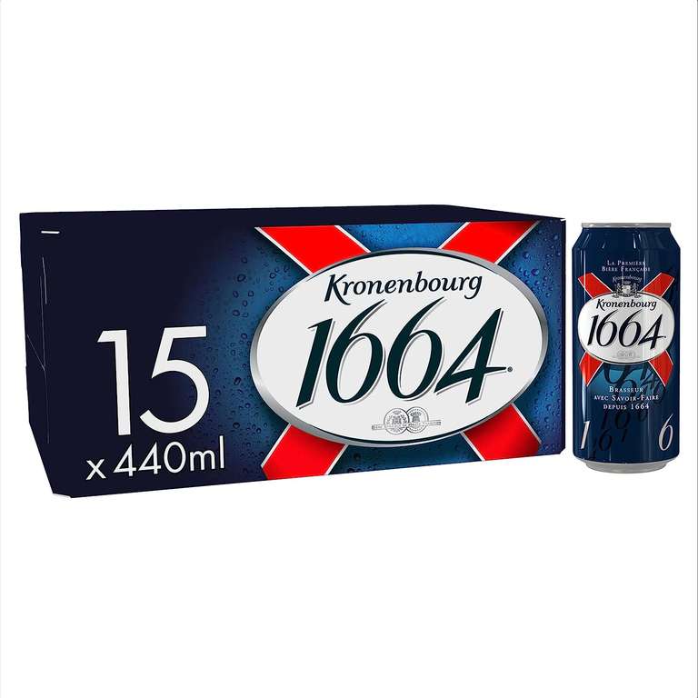 Kronenbourg 1664 Lager 15 x 440ml Cans (Apply voucher)